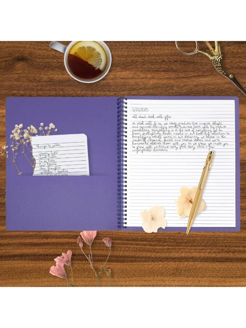 Floral Large Spiral Notebook - Cute Lilac Flower Design, Perfect for School